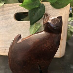 Handcrafted Wooden Cat Figurine